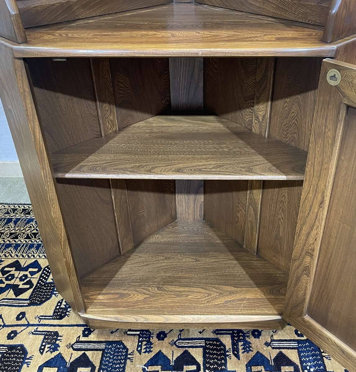 ERCOL English elm corner cabinet from the 1970s
