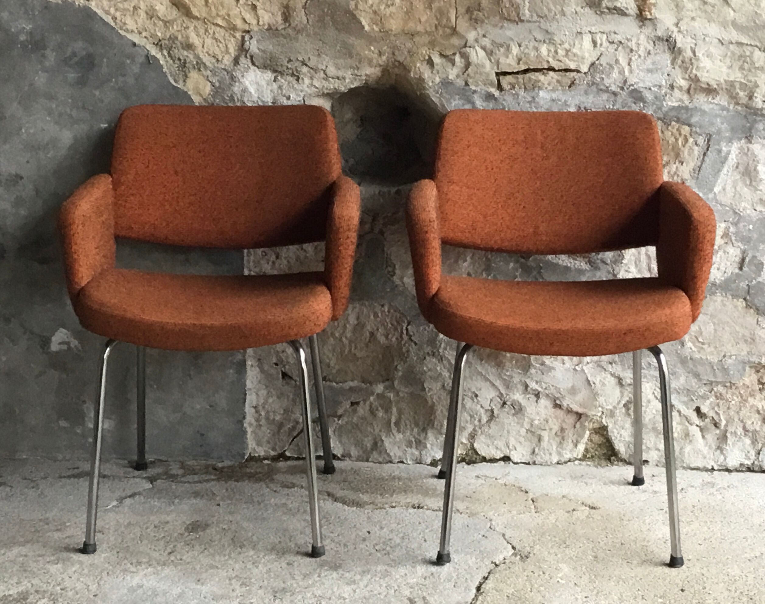 Orange office or conference chair mottled - vintage - 1960