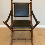 Leather folding armchair