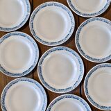 9 antique ironstone plates signed Longchamp "Marcel"