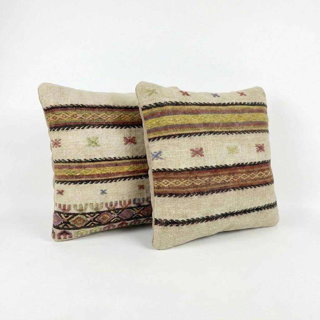 Set of 2 vintage kilim cushion covers 51x51 cm