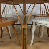 Round dining table 4 people rattan