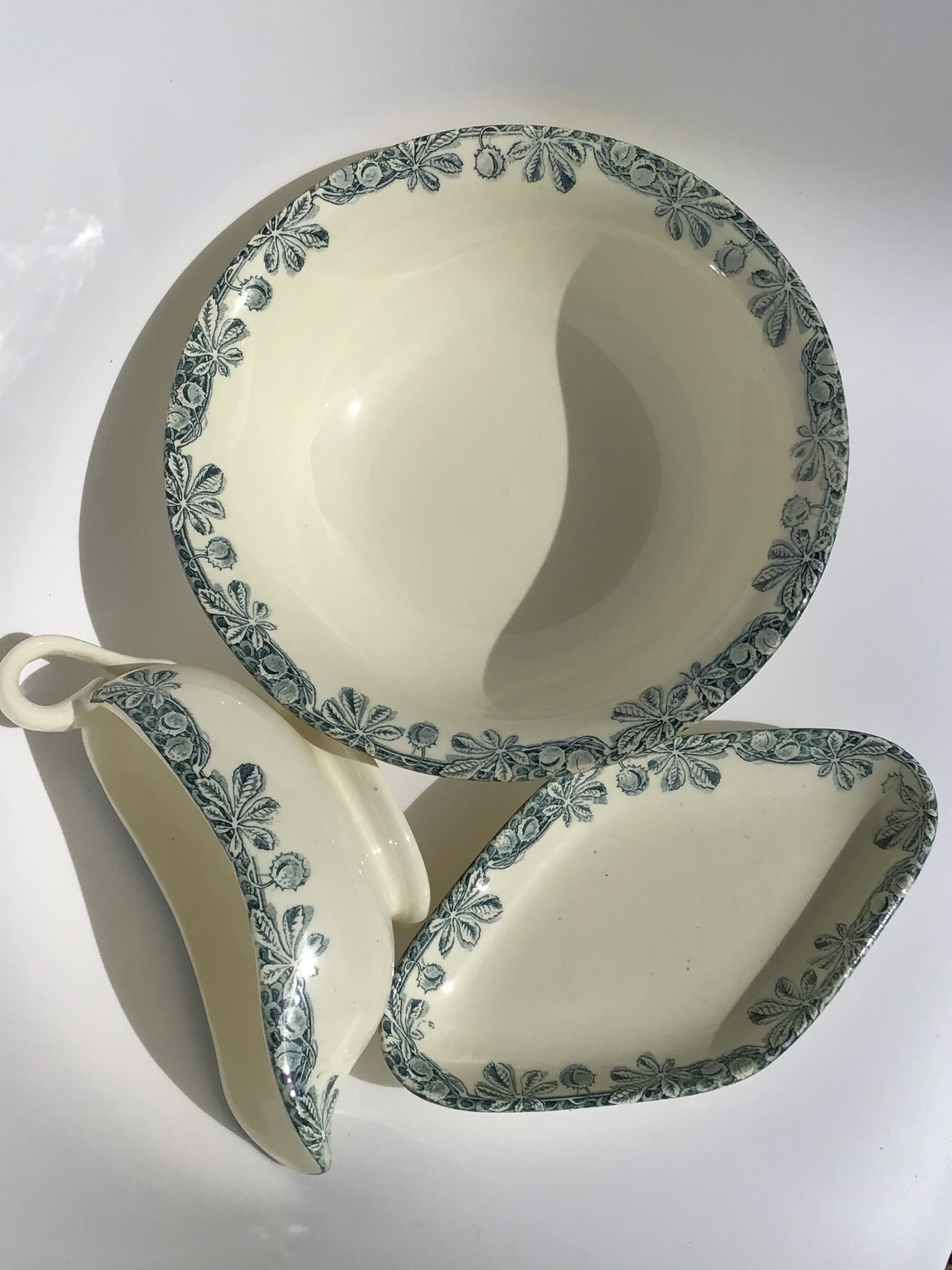 Saucière et ramequin Terre de Fer Salins Savoie bleu grisé marronnier