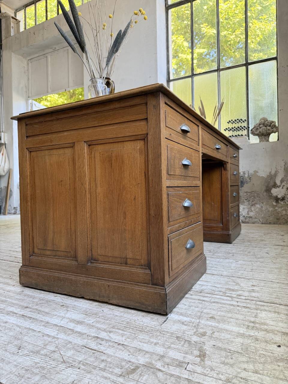 1950s oak office counter