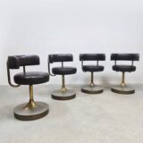 Vintage Swedish design low stools brown leather Borje Johanson