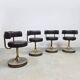 Vintage Swedish design low stools brown leather Borje Johanson