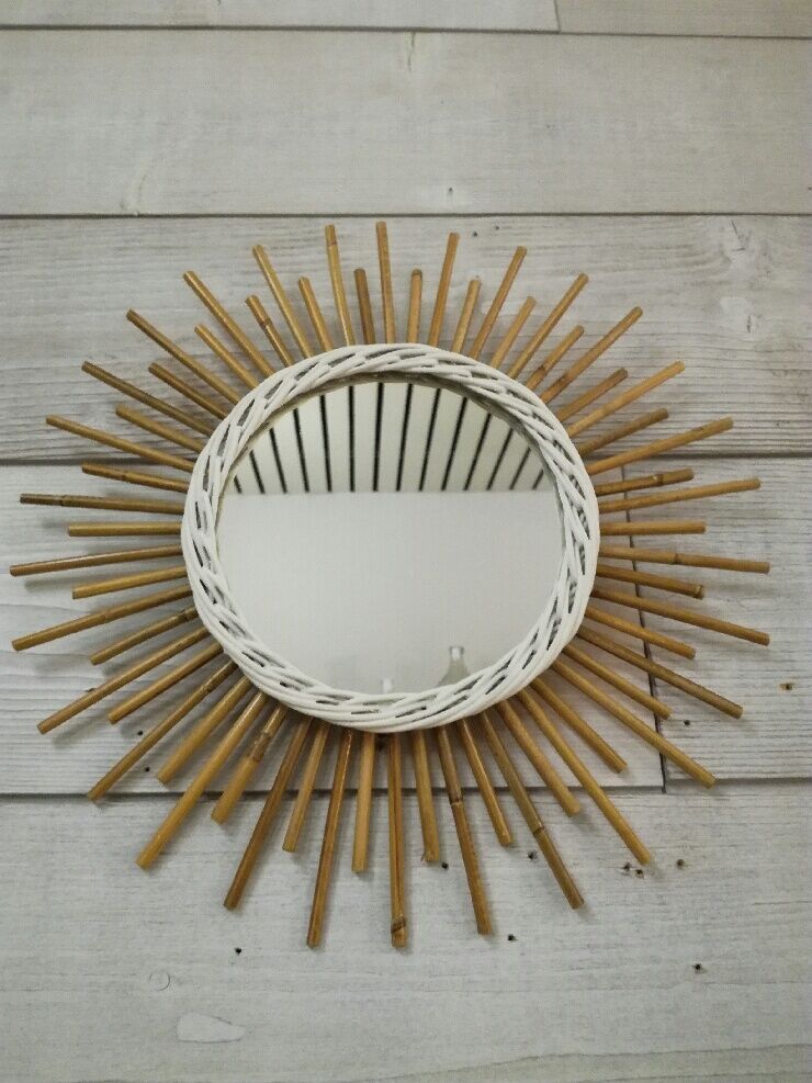 Sun rattan mirror 40x40cm