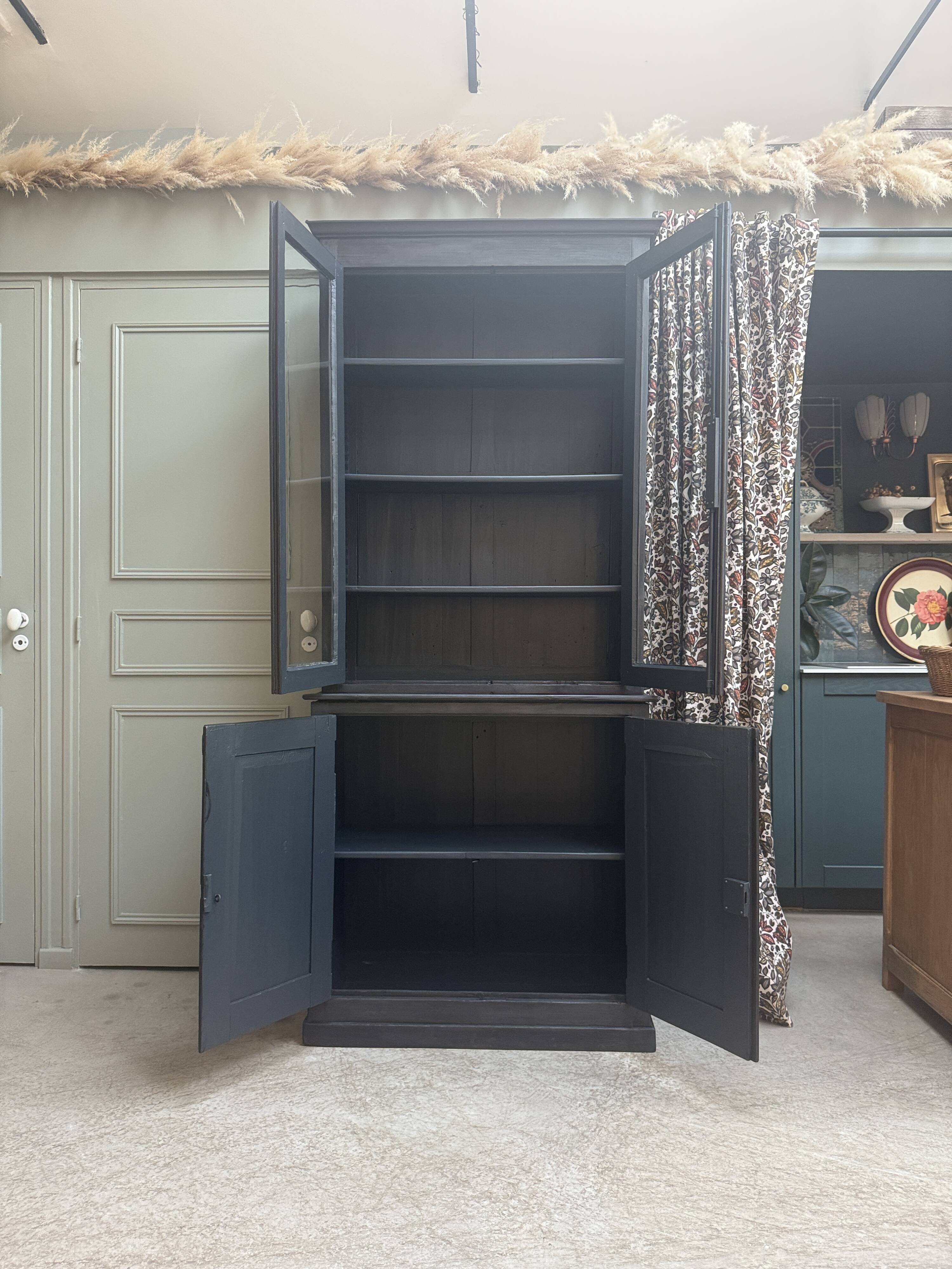 Two-body antique black sideboard (renovated)