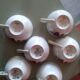 Set of 6 fine and refined cups with red rose decoration.