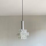Pendant chandelier in plexiglass diamond point aluminum