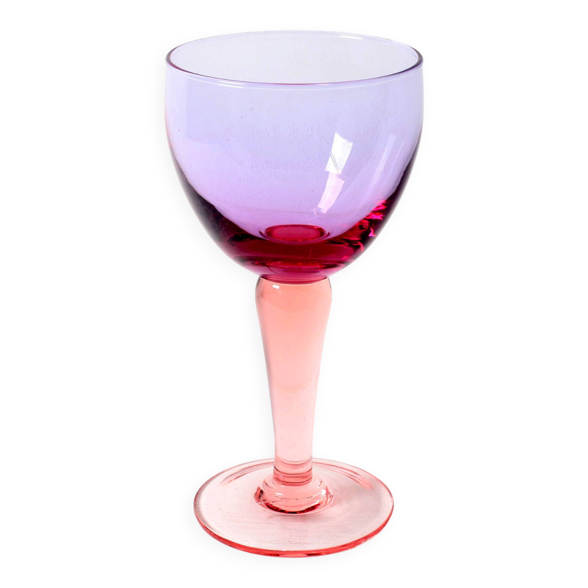 Large Vintage Murano Bicolor Wine Goblet / Murao / Italy / 1980s