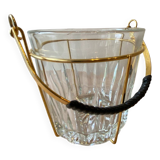 Vintage glass and gold metal ice bucket