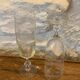 6 chiseled champagne flutes made of transparent glass