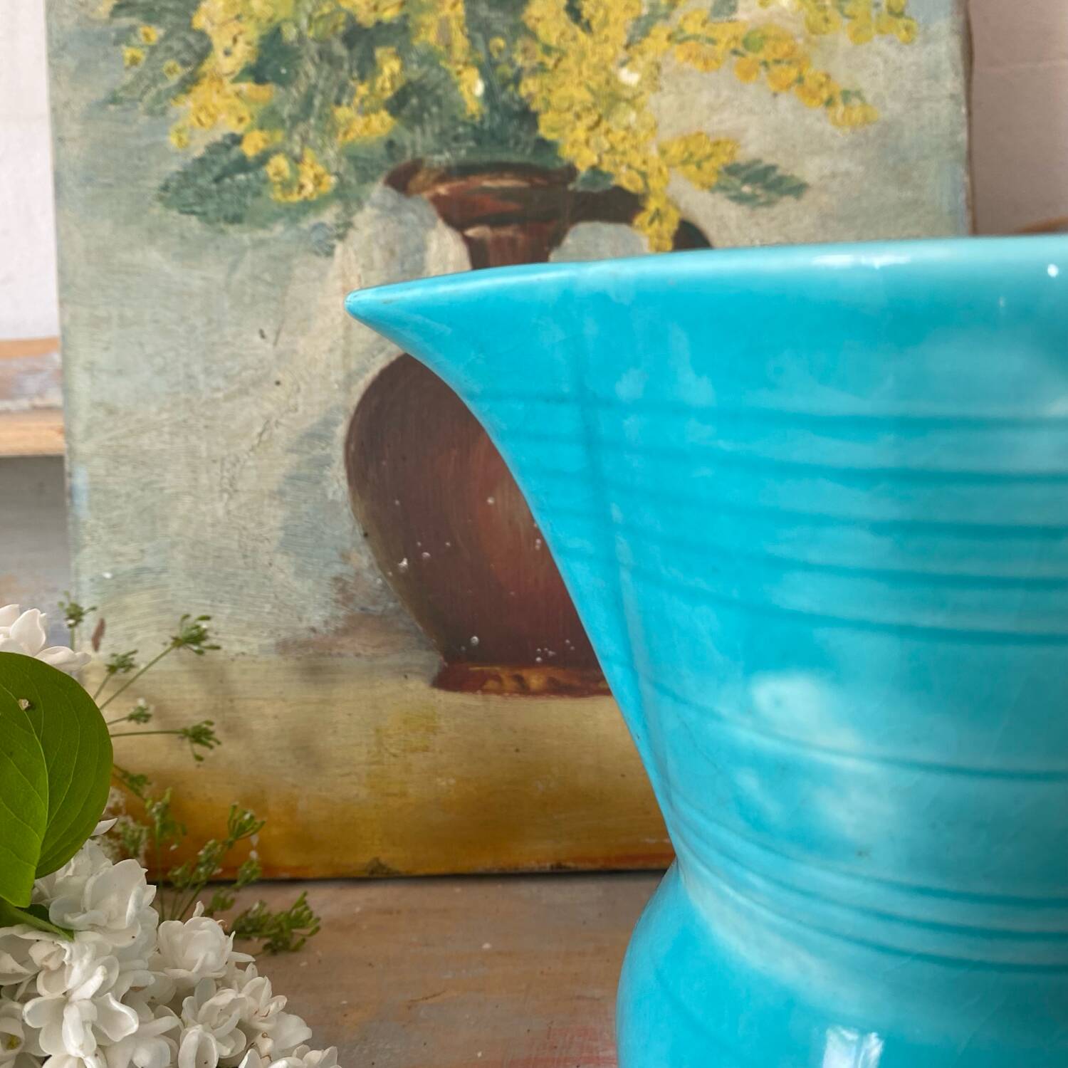 Turquoise Pichet Digoin from the 1950s