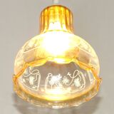 Vintage French signed Vianne amber glass ceiling light with floral decoration 4523