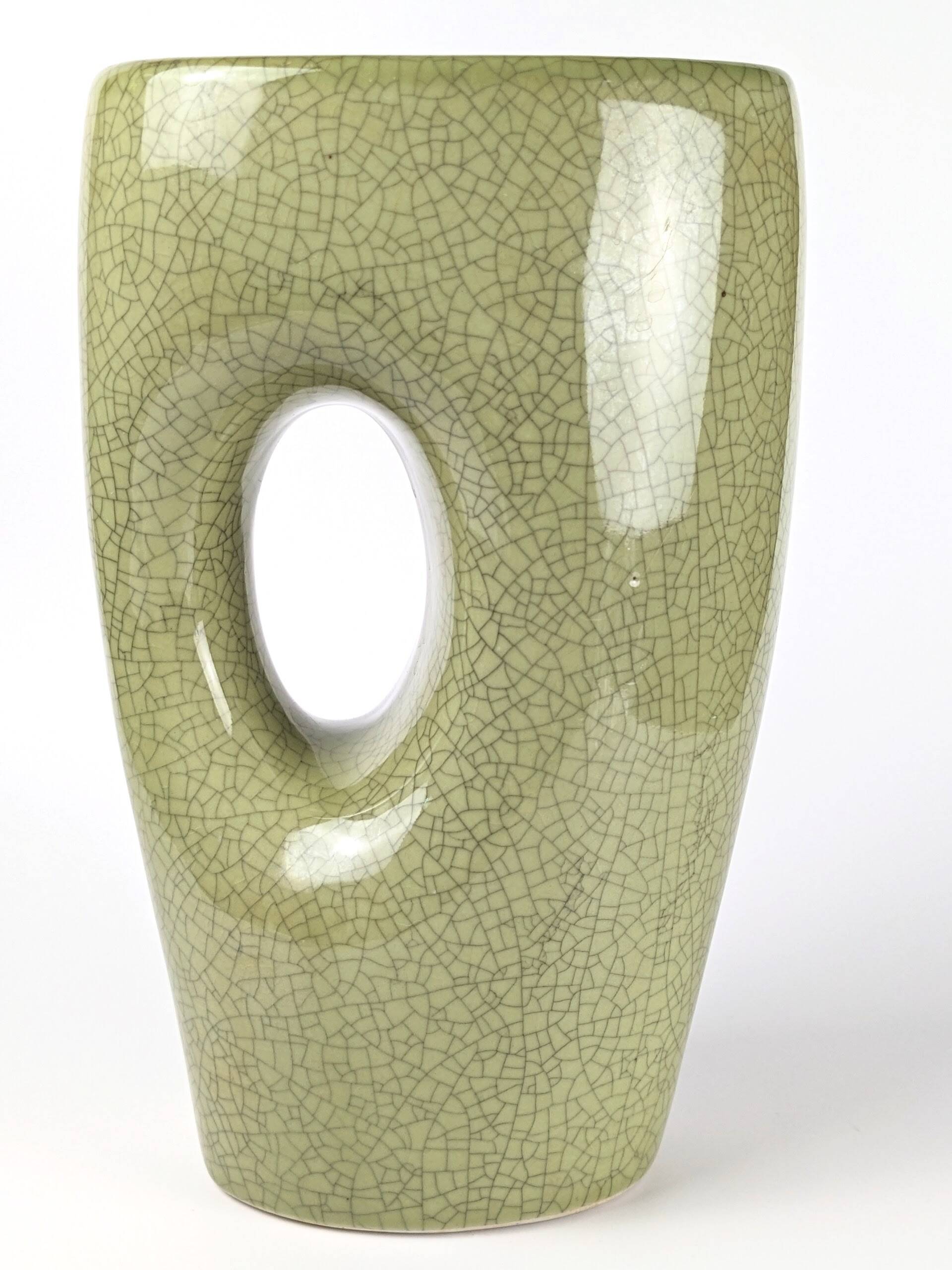 Vintage celadon enamel ceramic vase