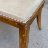 6 Italian Scandinavian style dining chairs from the 1950s in wood and leather.