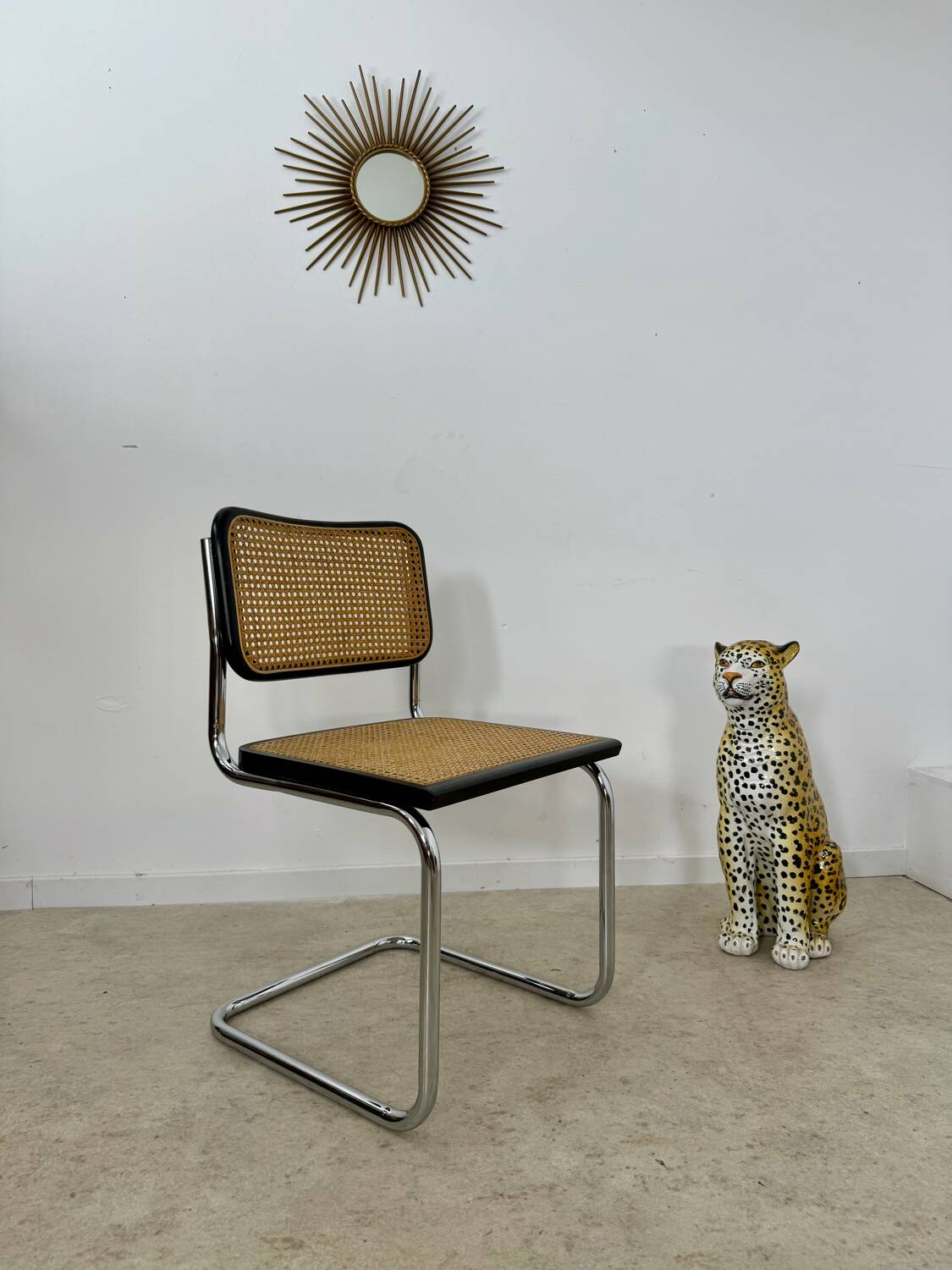 Old black caned chair Cesca B32 design Marcel Breuer 1970 Made in Italy vintage