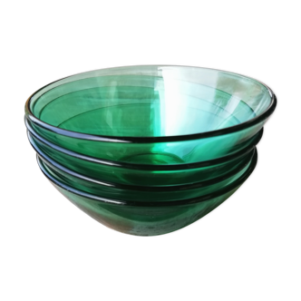 Set of green glass cups