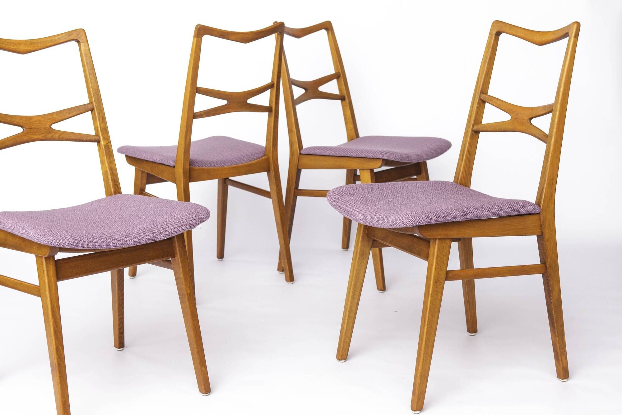 Lot de 4 chaises de salle à manger vintage, années 1960-1970, style allemand du milieu du siècle moderne, en hêtre