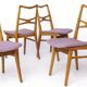 Lot de 4 chaises de salle à manger vintage, années 1960-1970, style allemand du milieu du siècle moderne, en hêtre