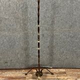 Pied de lampadaire vintage en fer, verre et laiton doré vers 1950