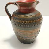 Handmade Brown Lacquered Earthenware Pitcher by Aldo Londi for Bitossi