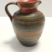 Handmade Brown Lacquered Earthenware Pitcher by Aldo Londi for Bitossi