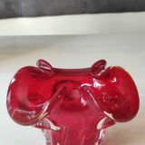 Murano empty pocket Floral shape 3 petals. In Murano Italian blown art glass. Ruby red