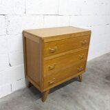 3-drawer chest with splayed legs, 1960s, honey color