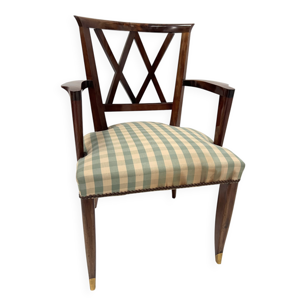 Fauteuil de bureau Art Déco en acajou massif XX siècle