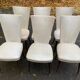 6 vintage Scandinavian chairs in solid wood and beige leather, circa 1960