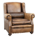 Luxury and large cowhide leather wingback chair in English style