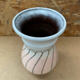 Antique strehla vase pink & white ceramic 1959 west germany vintage