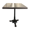 Table bistrot pied en fonte et plateau stratifié moulé  décor tressage