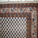 Tapis vintage fait main Seraband en laine blanche et brune (124cm x 185cm)