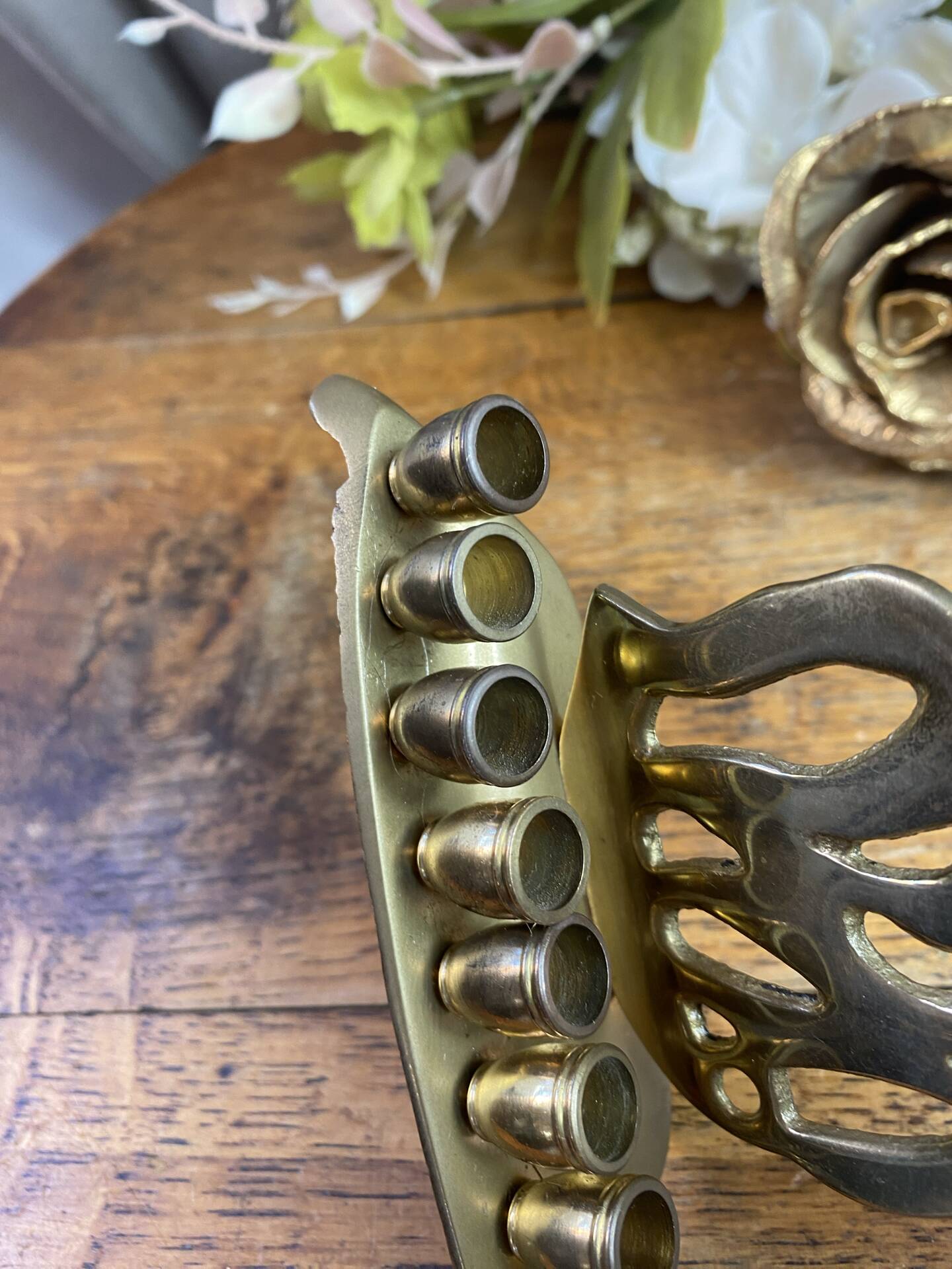 Chandelier, brass Hanukkah menorah