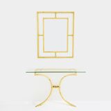 Console and mirror in gilded wrought iron by Robert Thibier, 1960s