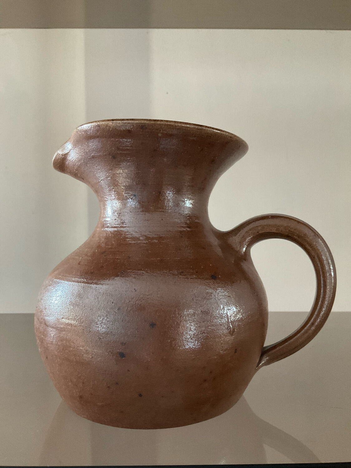 Vintage stoneware jug vase signed