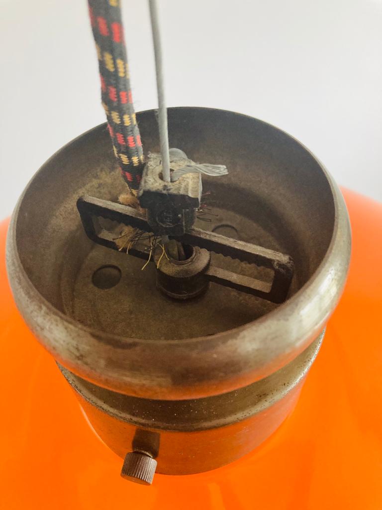 Orange vintage pendant lamp by Alessandro Pianon for Vistosi, Italy year 60