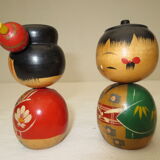 Couple of japanese dolls painted wooden