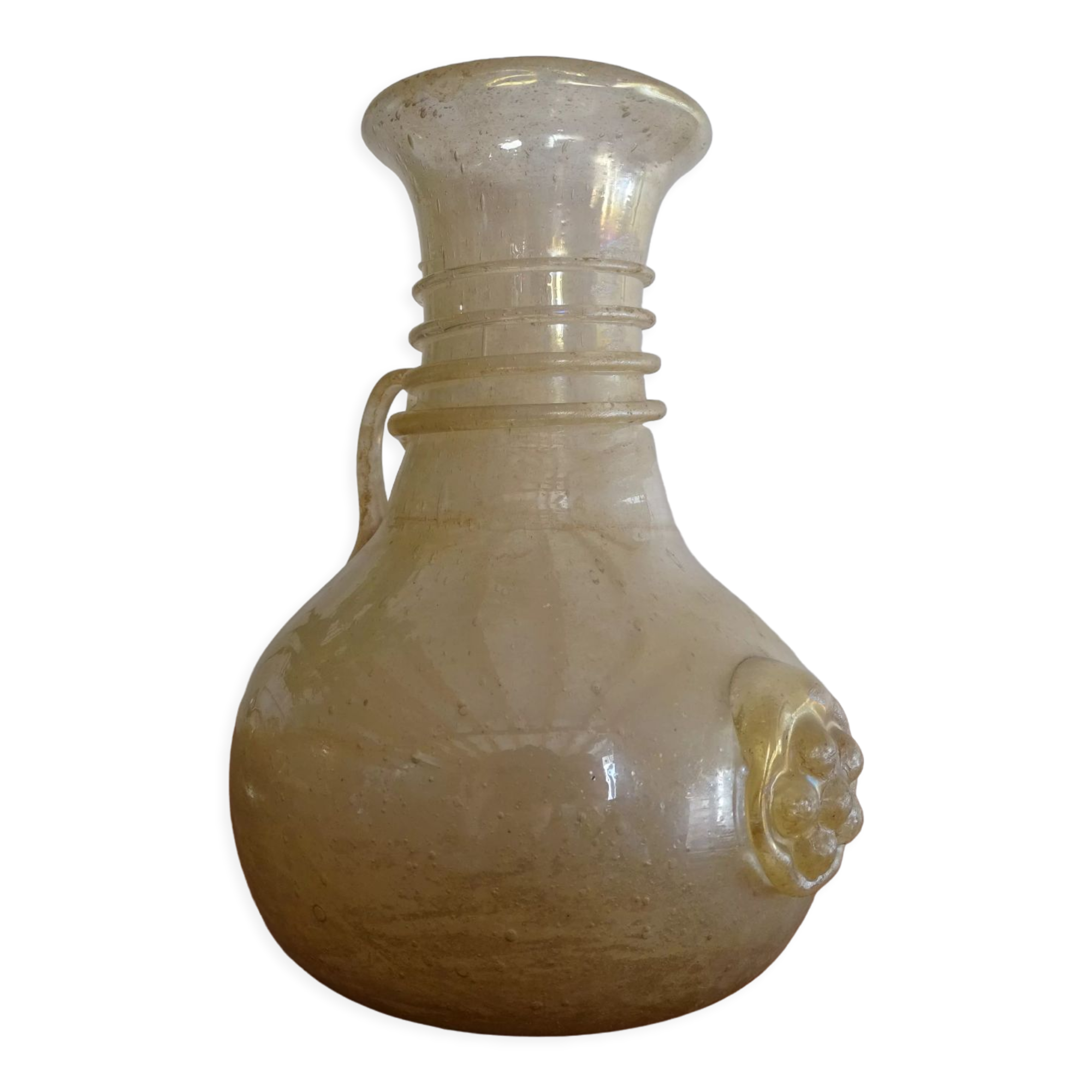 Vase with handle Scavo Seguso Vetri d'Arte iridescent glass Murano 1950