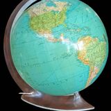 Ancien Globe Terrestre Verre  Lumineux Mappemonde Art Déco Colomb W. Jaden