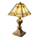 Art deco bronze and brass lamp h40x30 tiffany glass style lampshade