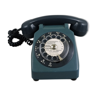 Téléphone vintage socotel à cadran rotatif s63 années 70