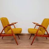 Pair of armchairs in natural wool, gilt, 1960.