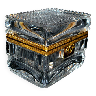 Coffret boite charles x en cristal de baccarat le creusot monture en bronze 19e s.