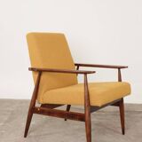 Mustard yellow curly Scandinavian armchair by H.Lis