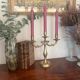 Vintage brass three-light candlestick