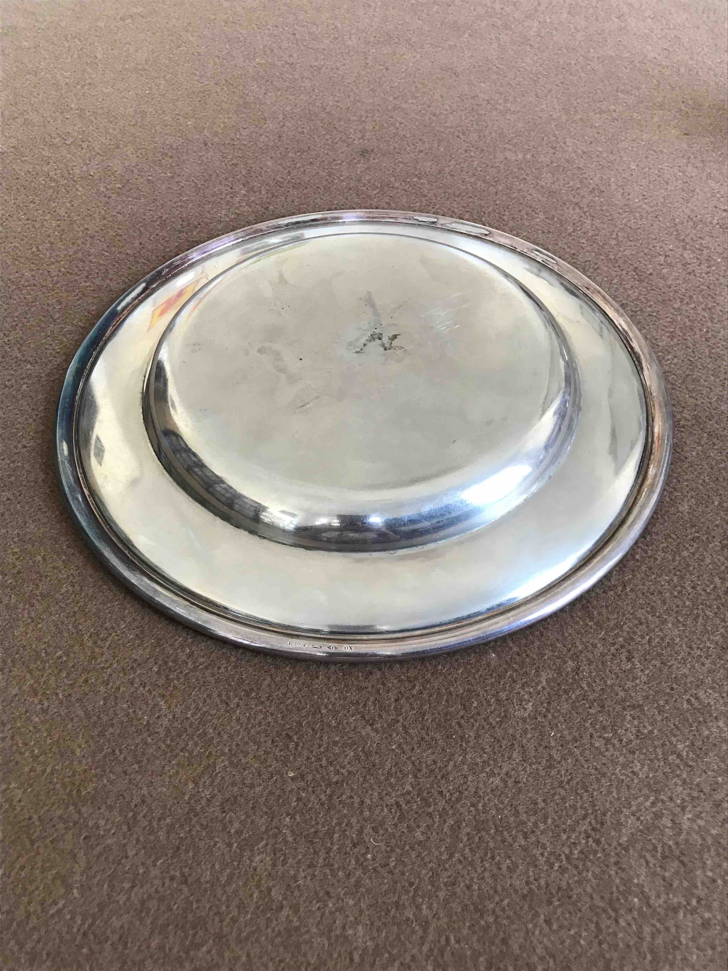 Art Deco silver metal presentation plate
